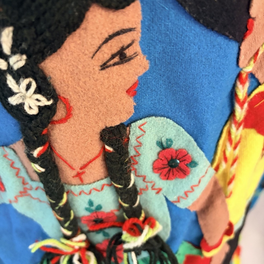 Hand Embroidered 1940s Lopez Vintage Mexican Souvenir Felt Applique Jacket 36 - Picture 5 of 11